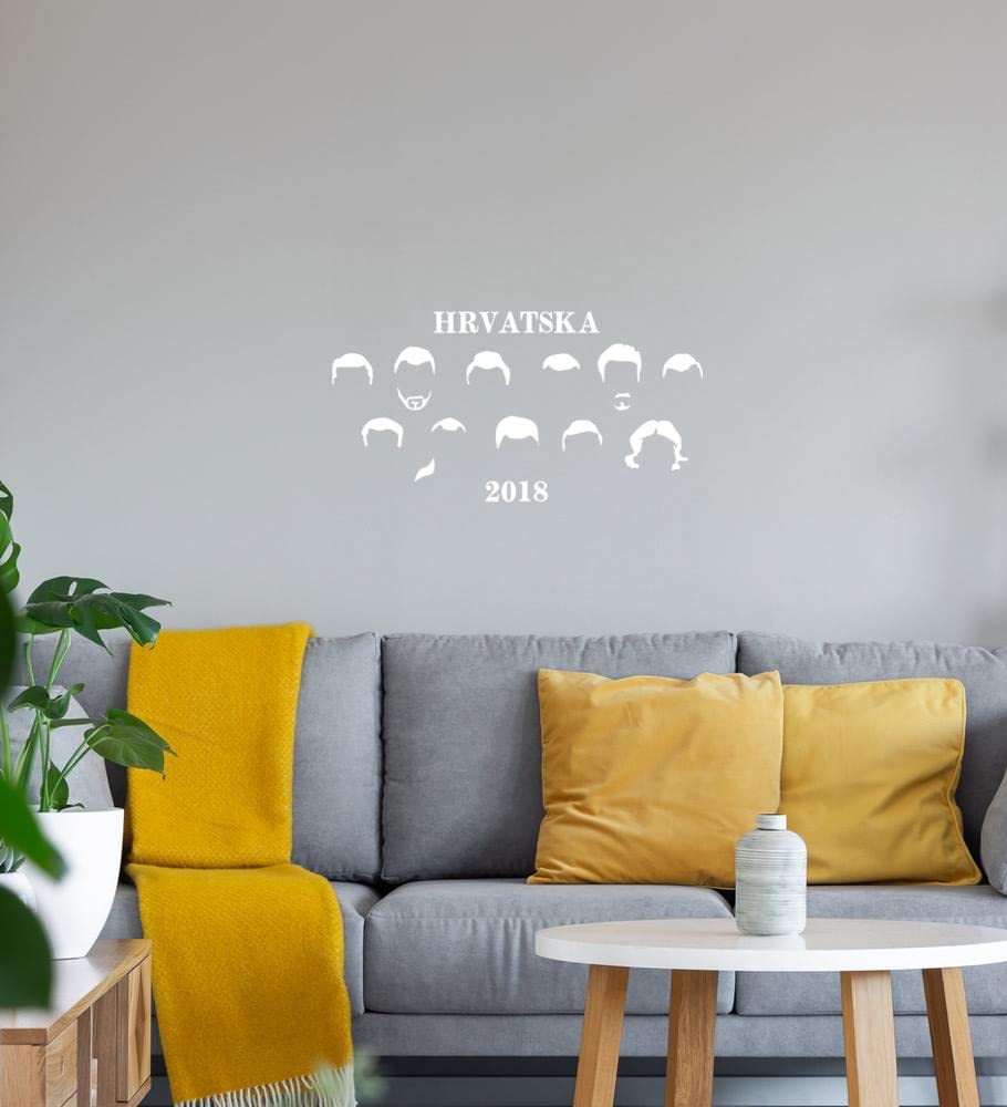 Croazia 2018 - Adesivo da parete, motivo: calcio, 88 x 45 cm, colore: Bianco