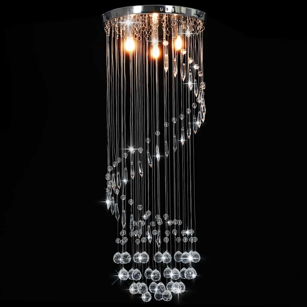 Deckenleuchte Kristall Perlen Spirale Silber G9