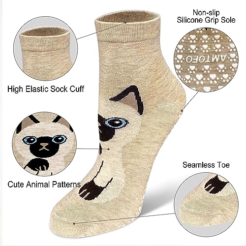 Hellomamma Grip Socks for Women - Non Slip Yoga & Ballet Workout Socks with Animal Pattern2