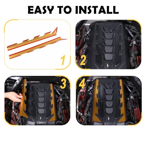 Image of CHEAYAR Engine Bay Panel Cover Compatible with Chevrolet Corvette C8 2020-2023, Engine Shroud Cover Panel Trims, C8 Accessories 2PCS (Engine Bay Trim - Yellow)