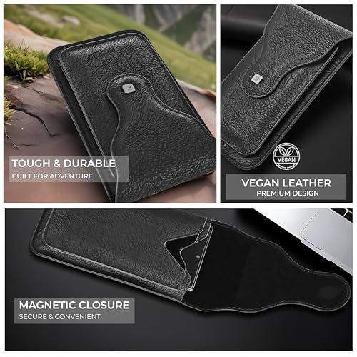 PULOKA -Multifunctional Phone Pouch - Vegan Leather - Portable Travel Holster Bag with Waist Belt - Carry Phones Upto 6", Cards, Cash - for Outdoor Sports, Hiking, Cycling, Travelling - Black - Image 3