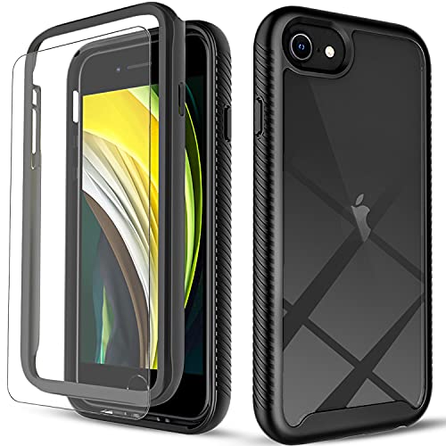 iPod Touch 7th Generation Case, iPod Touch 5th / 6th / 7th Case, , with [Tempered Glass Screen Protector Included], Circlemalls 12 Feet Drop Test Proof Clear Durable Armor Protective Cover -Black