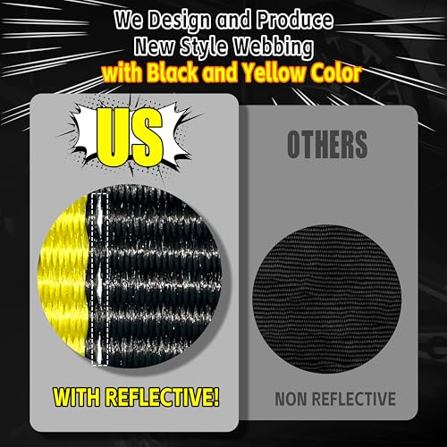 KJE 4 Pack Reflective Car Tie Down Straps for Trailers - Tire Ratchet Strap with Chain Anchors - 2