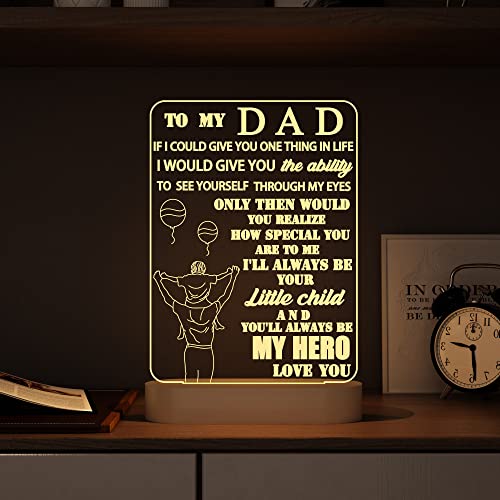 Anywin To My Dad Gifts, I Love You 3D Night Light With Soft Warm Light Wooden Lamp For Room Decor. Daddy Gifts For Birthday, Thanksgiving Day, Fathers' Day Xmas, For Dady From Sons Daughters #TOP3