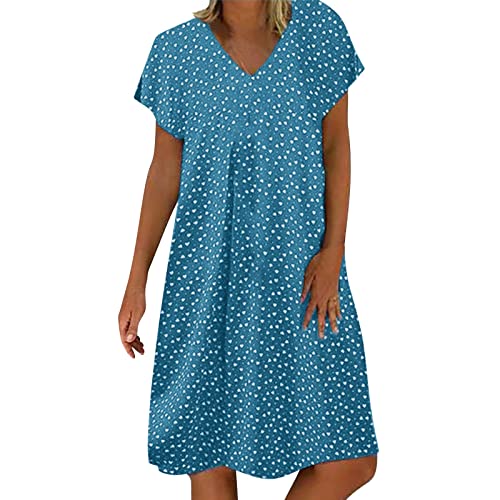 Robe t-shirt bleu manches courtes col V taille M tendance