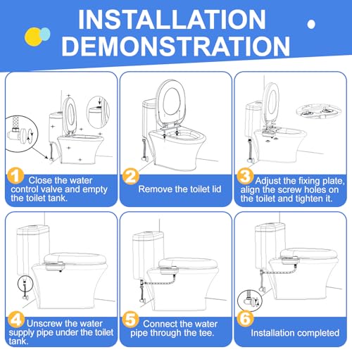 Gugxiom Bidet Attachment for Toilet, Ultra-Slim Dual Nozzle Bidet Sprayer (Frontal & Rear Wash), Non-Electric Fresh Water Bidet Toilet, Removable, Adjustable Water Pressure Control (weiß)