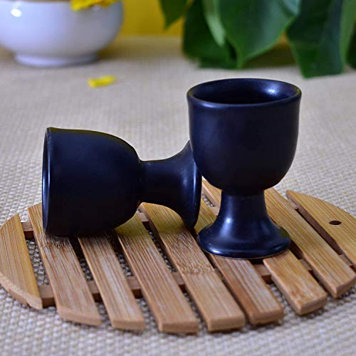 Soft Boiled Egg Holder | Ceramic Egg Cup Set | Ceramic Egg Holder Pottery Housewarming Gift Set Of 2 (Black) #TOP2