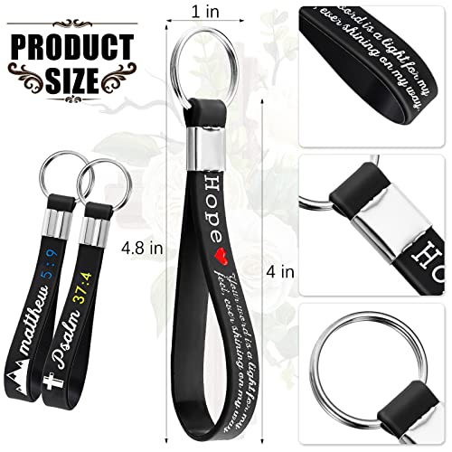 24 Pcs Christian Bible Keychains With Scripture Inspirational Silicone Key Chains Verses Father's Day Gift(Dark Colors) #TOP1
