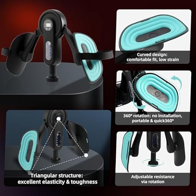 Hip Trainer Kegel Exerciser Adjustable Pelvic Floor Exercise Device with Smart Display Leg Straps & 360¡ã Inner Thigh Workout Thigh Adductor Exerciser Time/Count/Calories/Reps(Blue)