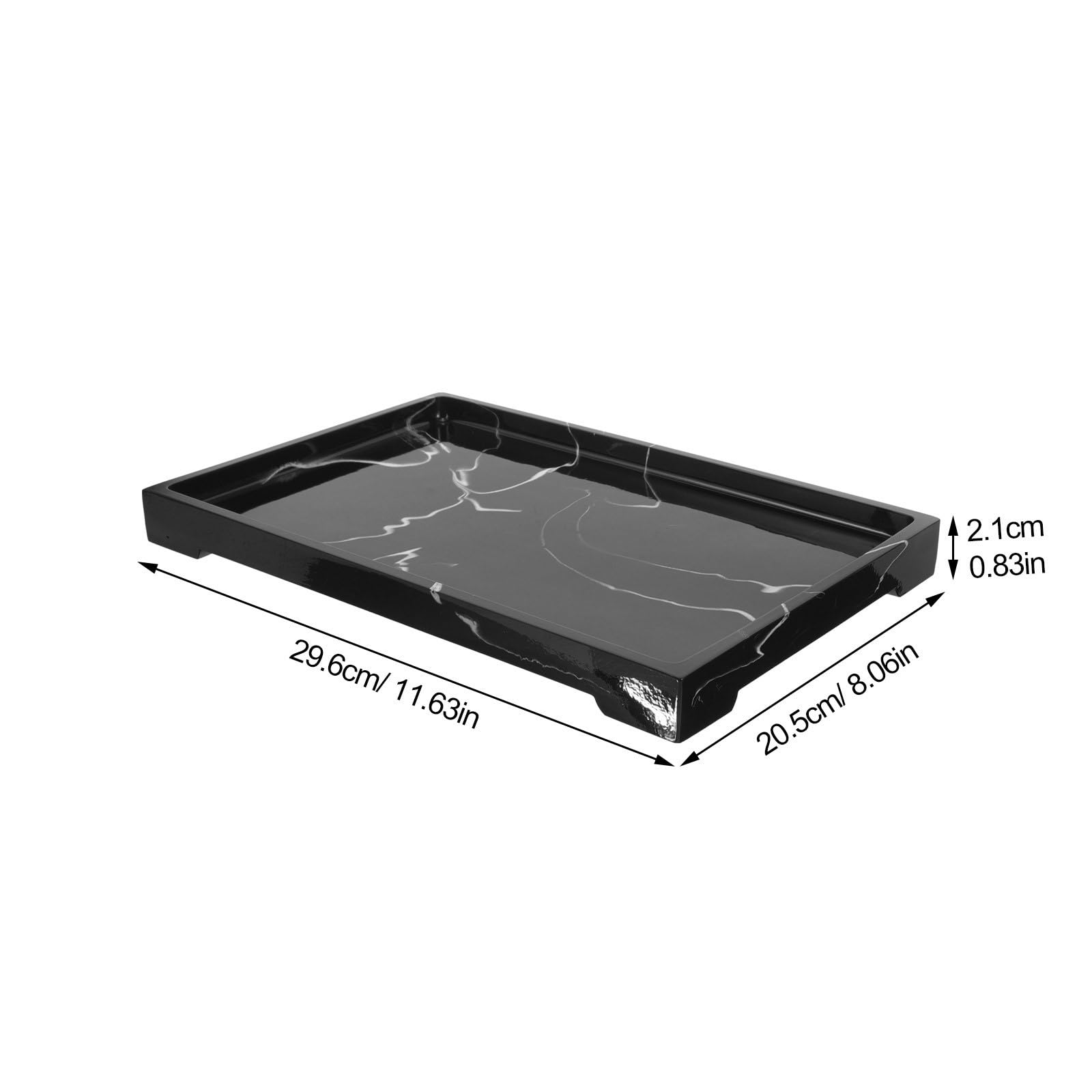 Bandeja de Baño de Resina Jaspeada Negra, Decorativa para Mesa