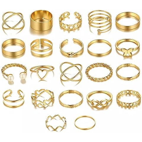 Conjunto de 22 anillos mujer LW LUXOTTICA DI LEWIS dorados Cover