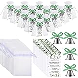 Wedding Party Favors Including Wedding Bells with Cards and Carry Bags Mini Silver Kissing Bells Wedding Reception Supplies (240)