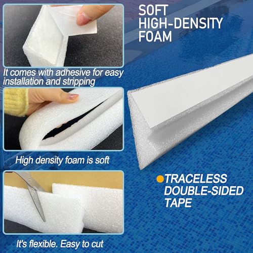Image of 46.5 inch 14PCS Peel and Stick Pool Cove for 15' Round Above Ground Pool, Closed Cell Foam Peel and Stick Above Ground Pool Cove with Adhesive Backing, Protect Pool Liner, Prevents Excess Wear