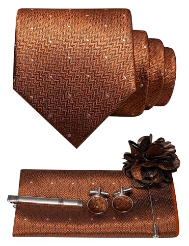 Image of JEMYGINS Mens Tie and Lapel Pin Necktie Pocket Square Cufflinks and Tie Clip Sets for Business Casual 5PCS
