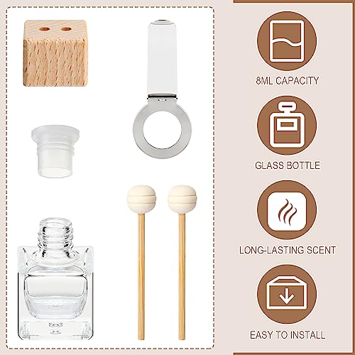Image of Zubebe 60 Pcs Car Diffuser Bottles Empty Bulk Vent Clip Car Air Freshener Diffuser for Essential Oil Perfume Glass Bottle with Wooden Caps Stick Fragrance Ornament (Clear)
