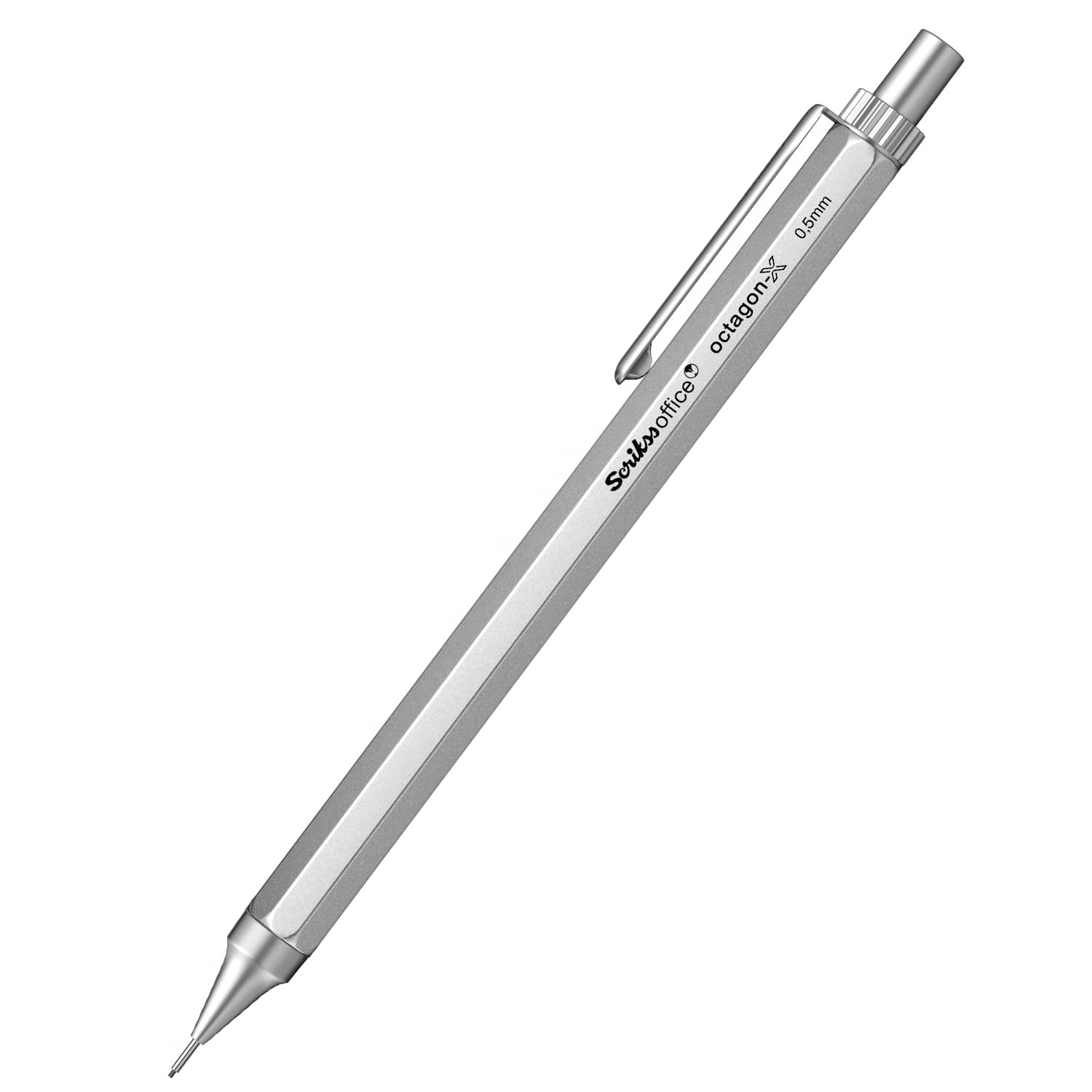 Scrikss Office Octagon-X Versatil 0.5 Mm Mat Krom (Krom, Süspansiyonlu) | Yazım konforu için gizlenebilir uç mekanizması