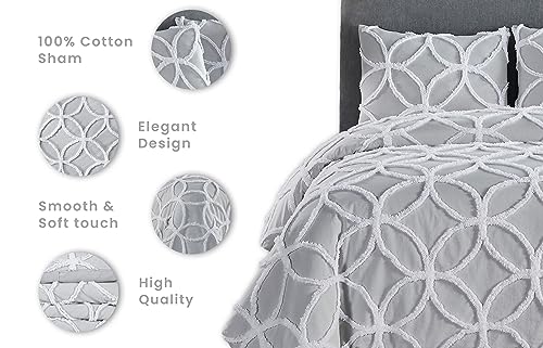 Better Trends Double Wedding Ring Bed Comforter Collection 100% Cotton Tufted Unique Luxurious Soft Plush Chenille Machine Washable Tumble Dry, Queen, Taupe/Ivory #TOP7
