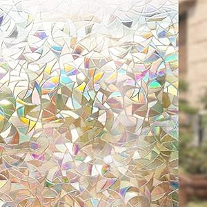 3D No-Glue Static Illuminative Decorative Privacy Window Glass Film Static Cling Window Foil Anti UV Rainbow Film Home…