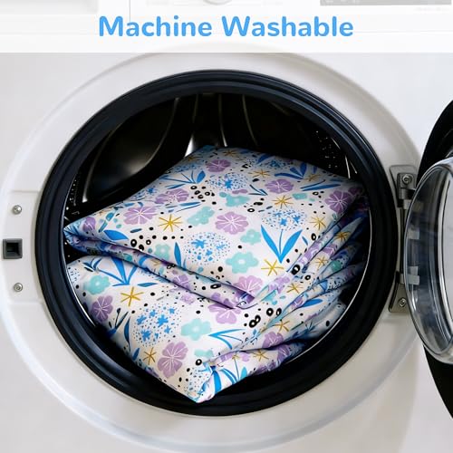 Image of Viviland 3 Pieces Girls Purple Floral Twin Sheet Set - Soft Microfiber Fitted Flat Sheets & Pillowcase - Purple Colorful Flower Print Bedding Sets - for Kids & Toddlers
