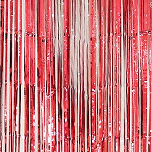 Jindal Party Products Metallic Fringe Foil Fringe Foil Curtain, 3 X 6 Feet, Red, Pack of 4