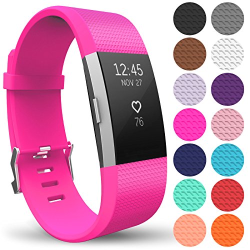Yousave Accessories Compatible Strap for FitBit Charge 2, Silicone Sport Wristband for the FitBit Charge 2, (Small