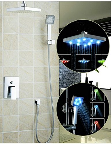 Mitigeur de baignoire Gowe ensemble douche pluie 20,3 cm à support mural et douchette LED