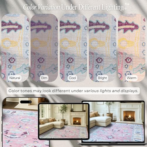 Pink Modern Oushak Rug 5x7 - Vintage Inspired Design - Image 5