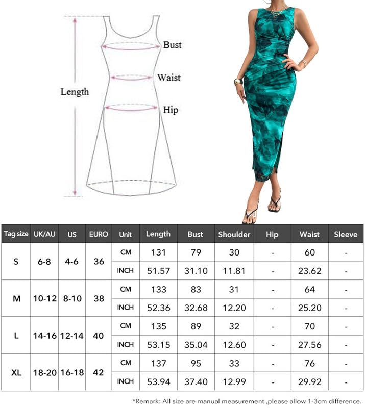 Vestito Donna Elegante Maxi Abiti Senza Maniche Collo Rotondo Abito Lungo Sexy Stampa Floreale Aderente Vestiti della Sera e Cerimonia Estiva Abito Bodycon Tubino per Feste Cocktail Nozze