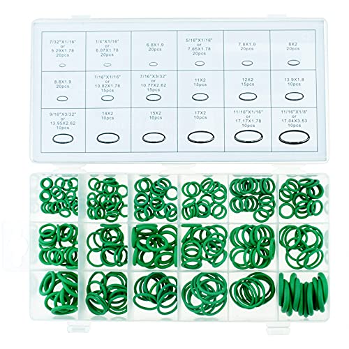 270 pcs Green O Ring Kit Set,18 Sizes O-Ring Assortment Set for Automotive, Faucet, Electric Appliance,Home Appliances, Gas and Air Repair, Made of Nitrile Rubber NBR, Resist Oil and Heat