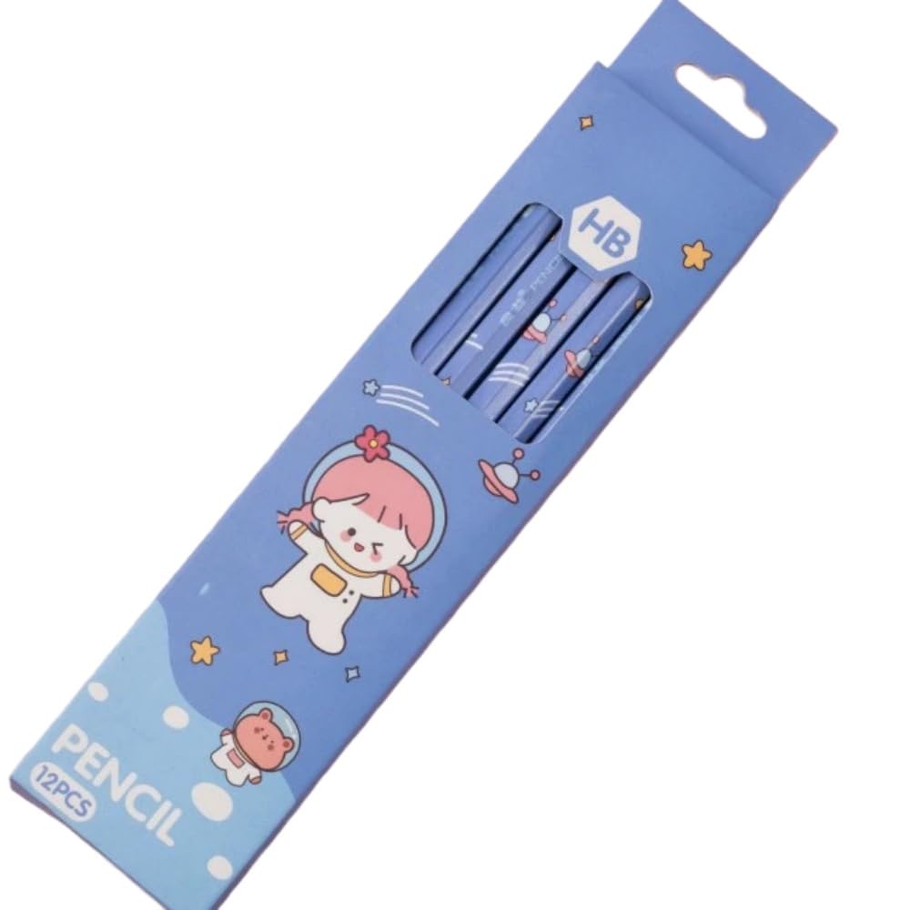 OMEIU Store Pack of 12 Princess Spider HB Pencils with erasers Kids Children Party Bag Fillers School Office (Girls 3)