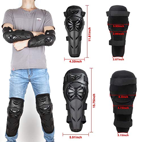 KING SHOWDEN 4Pcs Motorcycle Knee Elbow Pads Protection Motocross Racing Knee Shin Guards Protective Gear for Adults black - Image 8