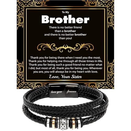 Image of To My Brother Bracelet, Bracelet for Brother from Sister, Gifts from Mom and Dad, Birthday Gift with Message Card and Box