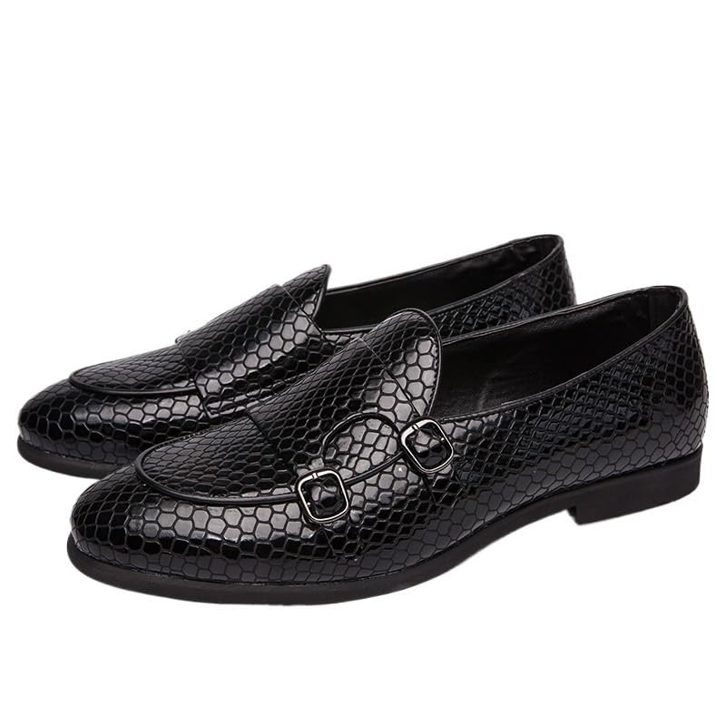 Dress Shoes for Men Top-Grain Leather Comfort Orthopedic Slip On Pointed Toe Block Heel Office