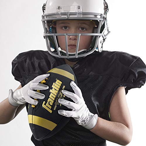 Franklin Sports Jugendfußball – 1000 Junior Kinder Fußball – Kunstleder Jugend Junior Ball für Kinder – Outdoor Allwetterbälle mit extra Grip – 1 Packung – Schwarz + Gold