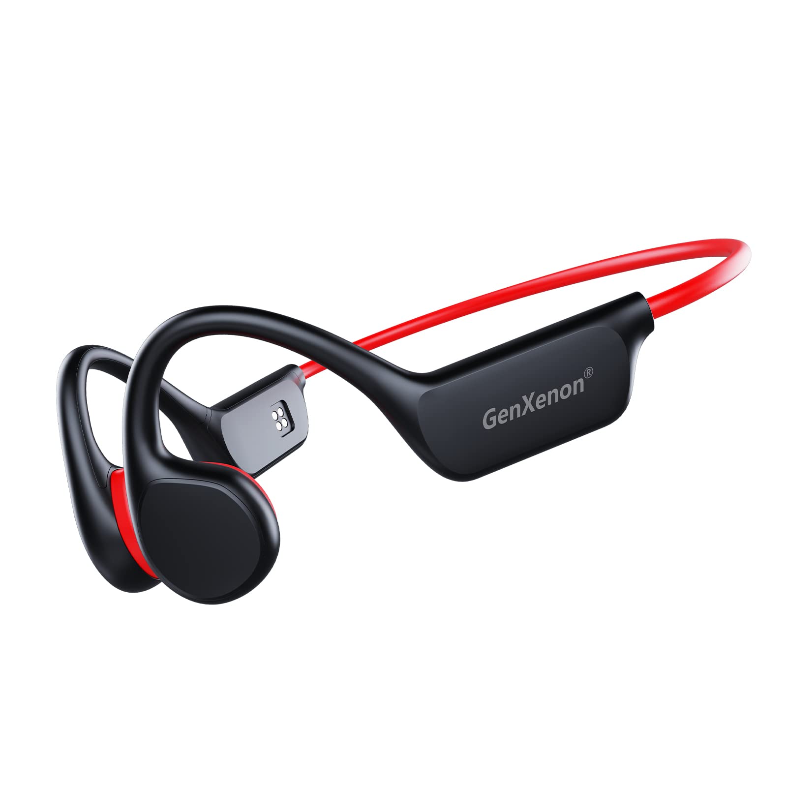 Bone Conduction Headphones Bluetooth 5.3 Open Ear Wireless Running IPX8 Waterproof Underwater Swimming with Mic Built-in 32G MP3 for Workout(Black-red), X7-Blackred, X7-Swim-blackred