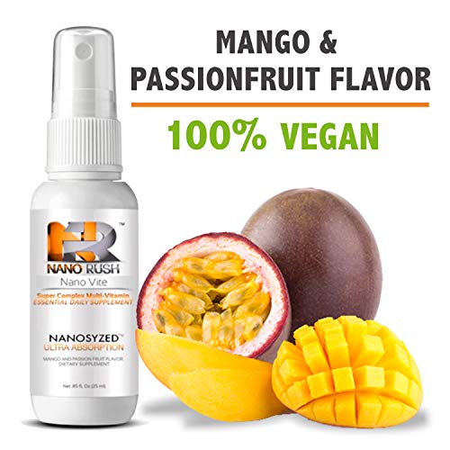 Nano Rush Super Complex Multivitamin, Sublingual Spray With Nanotechnology For Immediate And Full Absorption Without Pills, Mango And Passion Fruit Flavor, .85 Fl Oz #TOP4