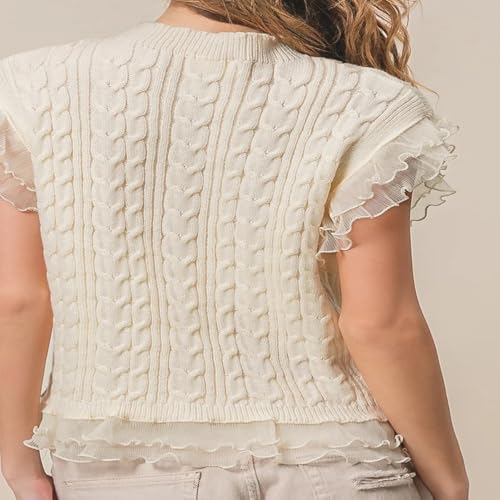 Image of Women Graphic Sweater Vest Y2k Knit Tank Top Lightweight Pullover Top