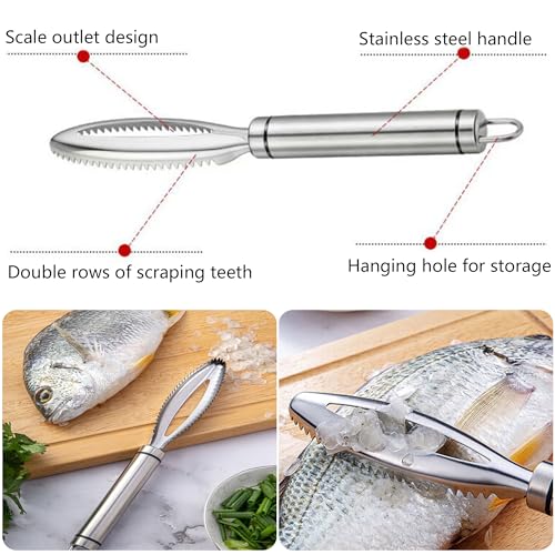 MingFontec Fischentschupper Edelstahl, Fischentschupper Entferner Schnelles Entfernen Fisch Reinigung Schäler Fischentschupper Sägezahn Fisch Entschupper Werkzeug für Küche