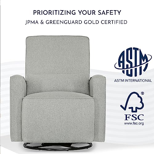 Evolur Holland Upholstered Plush Seating Glider Swivel, Glider Chair for Nursery in Harbor, Modern Nursery Glider, Tool-Free Assembly, Easy to Clean, Environmentally Conscious Glider