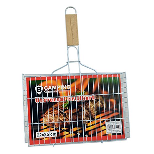 amara-global Grill Basket 22 x 35 cm Fish Roaster Fish Grill Turner Vegetable Burger Patty