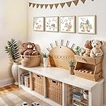 ArtbyHannah Framed Woodland Nursery Wall Decor, 10x10 inch Cute Baby Wall Art Room Decor for Kids, Safari Animals Prints with Wood Picture Frames for Playroom Bedroom Baby Shower Decoration(4 Pack) - Image 3