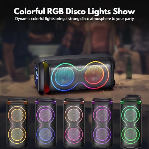 JYX Karaoke Machine for Adults, Big Bluetooth Party Speaker with LED Disco Light, Support TWS/USB/AUX/TF Card Input, Perfect for Outdoor, Home, Stage Subwoofers (T20) - Thumbnail 3