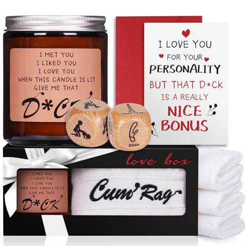 Gifts for Husband Birthday Anniversary from Wife, Funny Towel Candle Dice Set for Men Him Boyfriend, Date Night Ideas for Couples from Girlfriend, Gag Gifts for Her Wedding Valentines Day