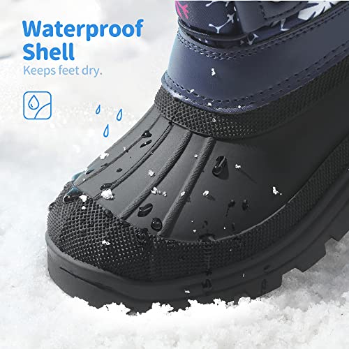 DREAM PAIRS Girls Snow Waterproof Winter Boots,Navy/Fuchsia,13 Little Kid - image 3