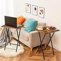 HOOBRO Folding TV Tray Tables, Set of 2 Side Table for Small Space, Industrial Snack Tables for Eating at Couch, Stable Metal Frame, Easy Assembly, Space Saving, Rustic Brown and Black BF25BZ01 — image 10