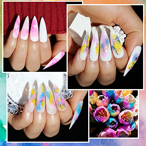 SUPWEE Blooming Nail Polish Watercolor Ink Marble Nail Art Blossom Effect Manicure for Spreading Marble Effect 8 Colors 7ml(0.25fl oz)