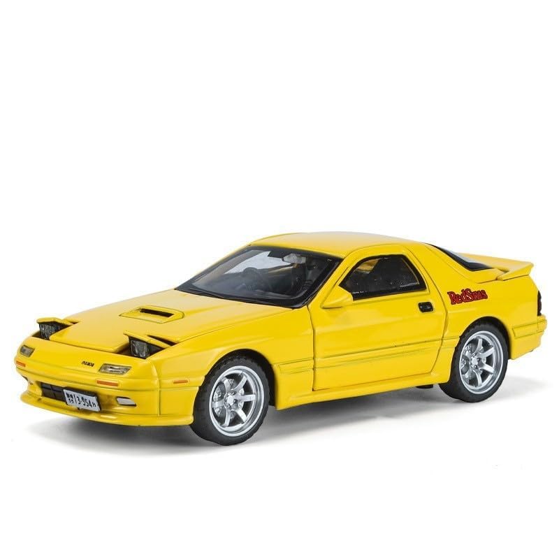 Image of worshipere 1:32 Mazda RX7 Initial D Miniature Diecast RX-7 Toy Car Model Sound & Light Doors Openable Collection Gift for Children Boy Kid-Multicolor