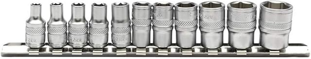 Draper 16488 1/4-Inch Square Drive Imperial 11 Piece Sockets on Metal Rail , Blue