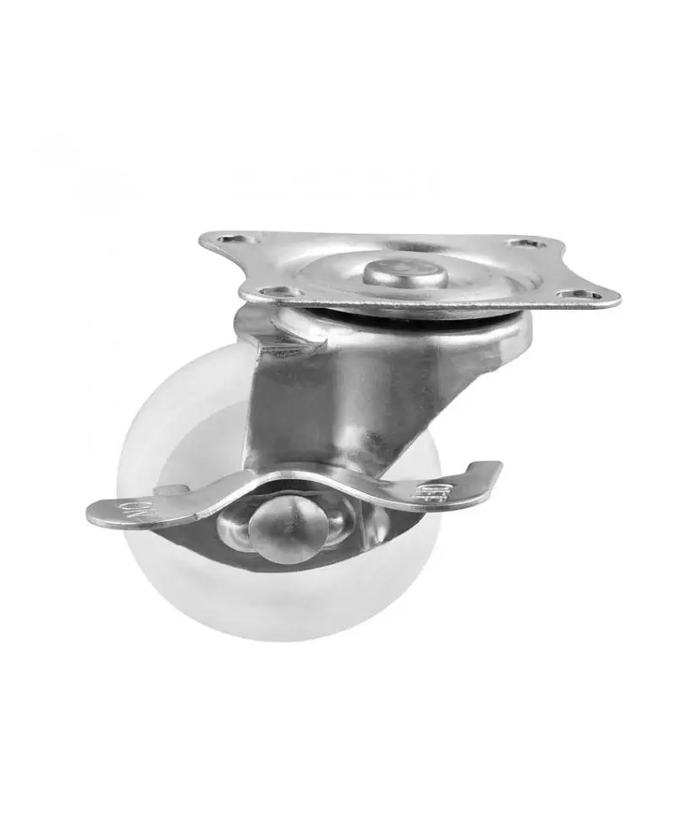 Roulettes pivotantes à frein 5cm en PP blanc, rotation fluide et blocage sécurisé
