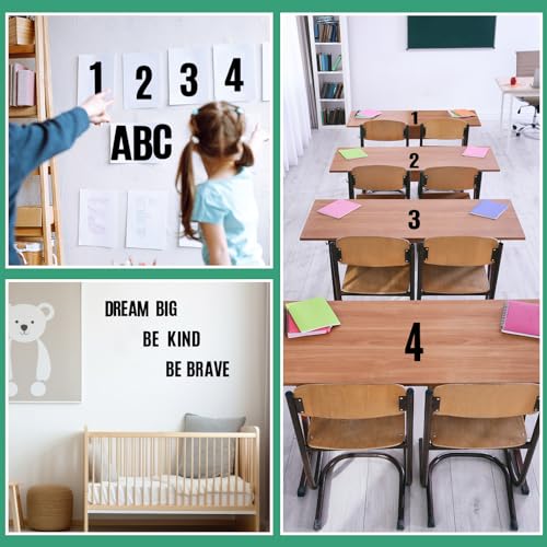 Image of Qilery 32 Sheets 5 Inch Letter and Number Stickers Self Adhesive Vinyl Letters Alphabet Stickers Big Font Letters Number Tags for School Classroom Home Mailbox Decor (Black)